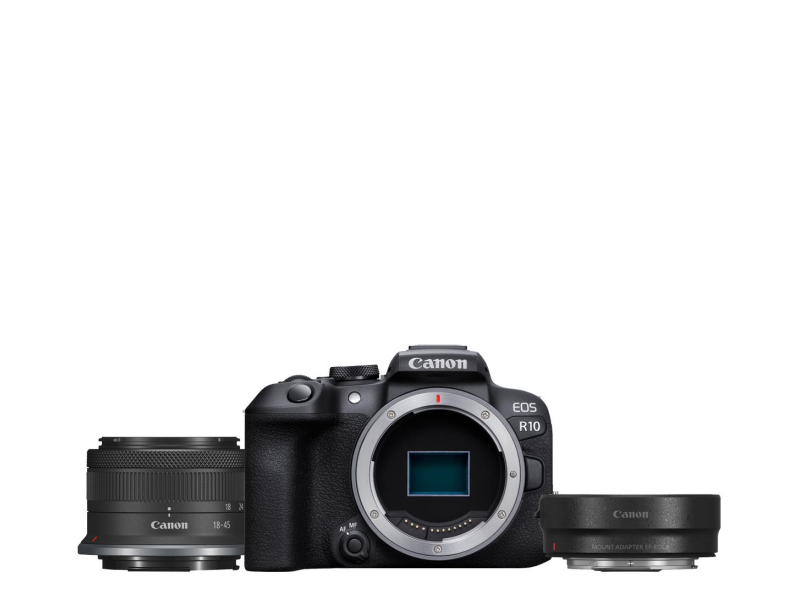 Canon EOS R10 + RF-S 18-45mm f/4.5-6.3 IS STM  + adapter EF-EOS R